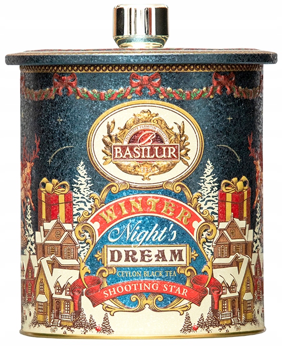 Levně Čaj černý Basilur Shooting Star pyramidky Malinová plechovka 30 ks