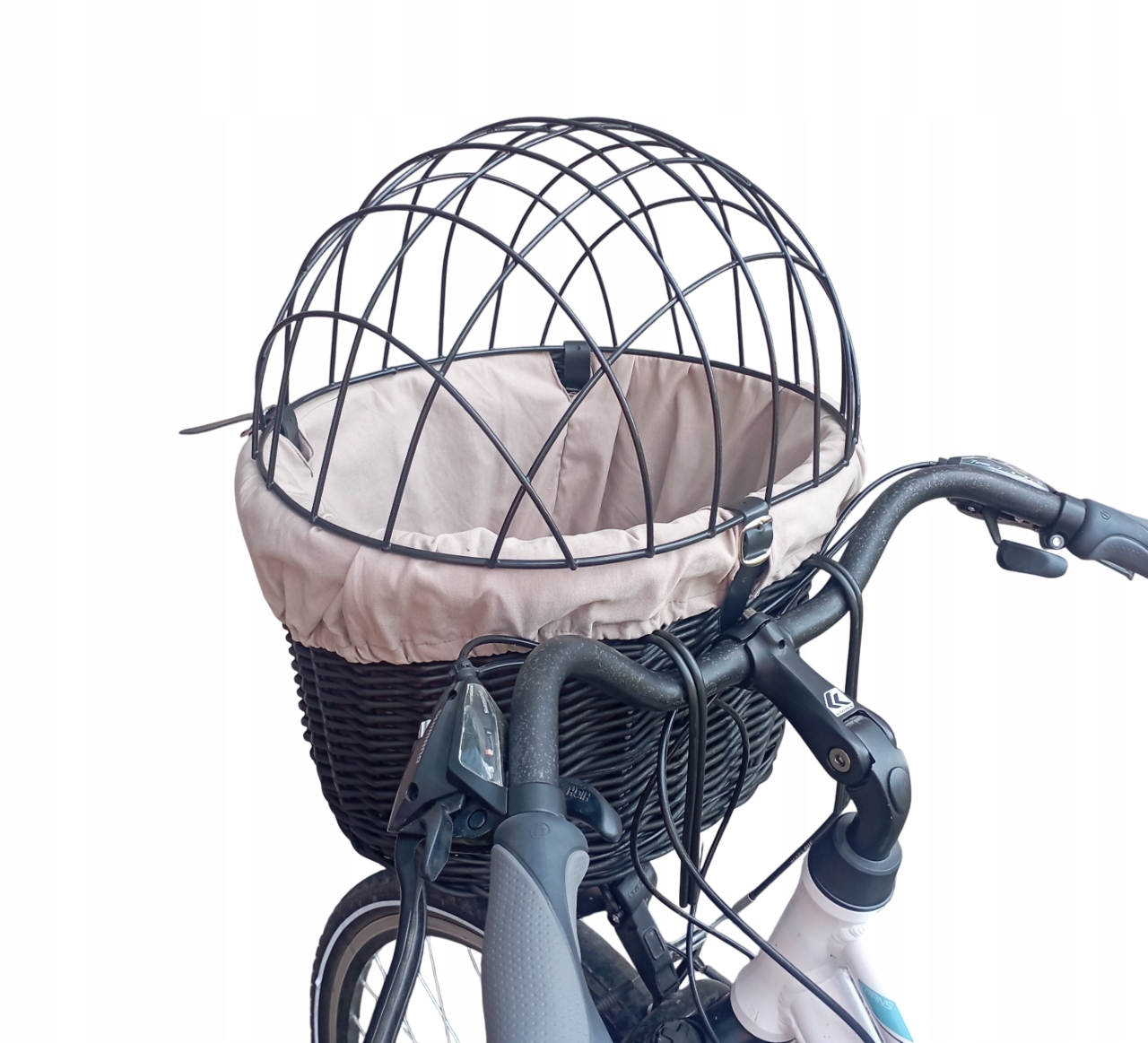 Koszyk wiklinowy na Rower z wkładem i poduszką Transporter dla Psa do 10kg