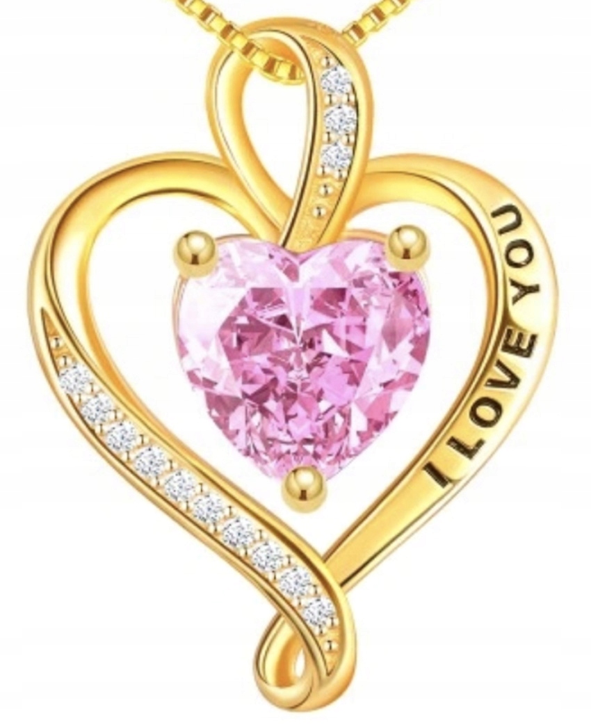 Zlatý náhrdelník Srdce s růžovou zirkonií jako Dárek pro ženu Stříbro 925