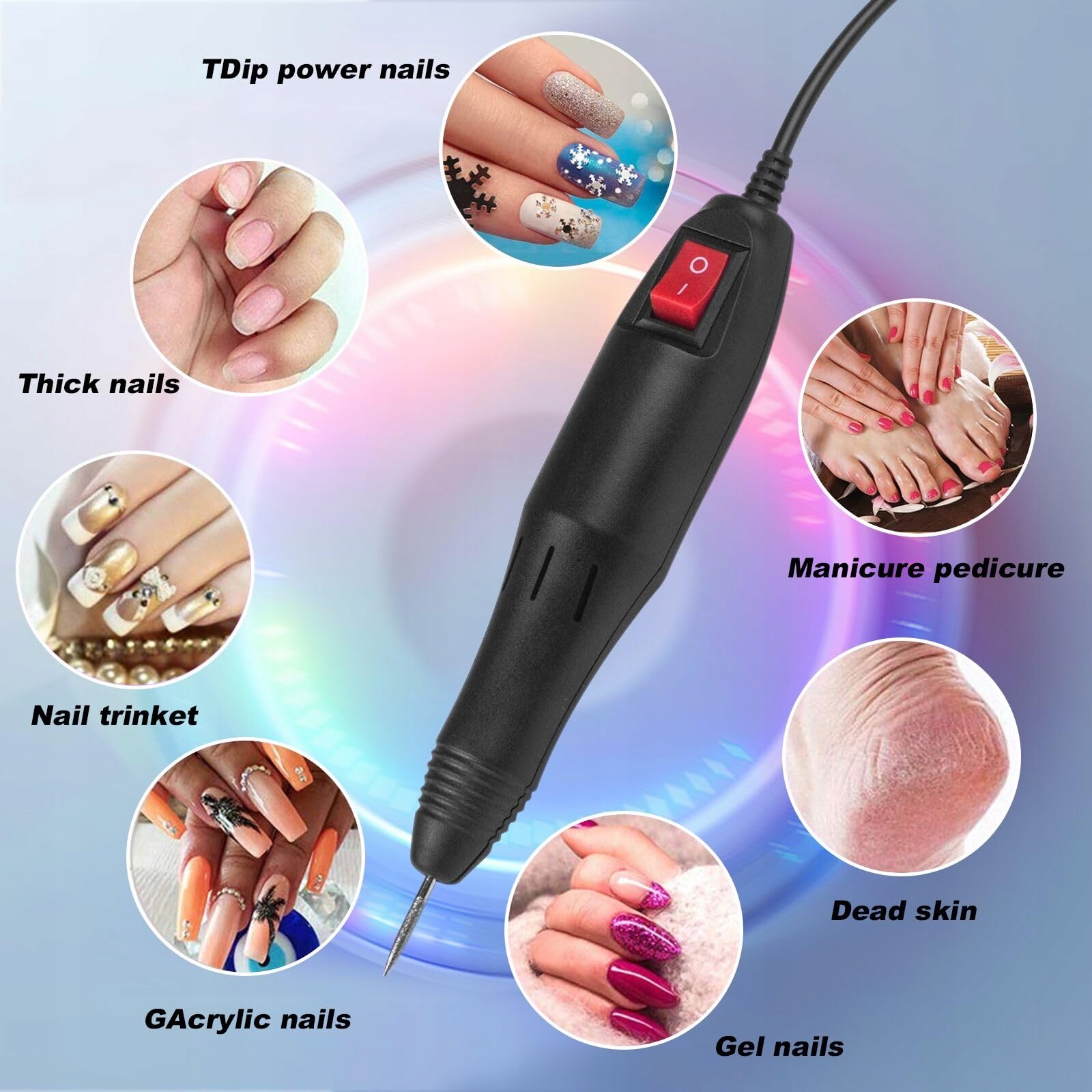 SUNJAS Elektryczna Frezarka Do Paznokci Zestaw 20000 uMin Manicure Pedicure — miniatura 4