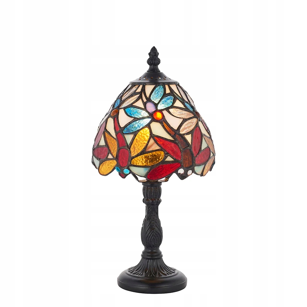 Stolová vitrážová lampa Tiffany Lorette, viacfarebná, 1xE14 40W