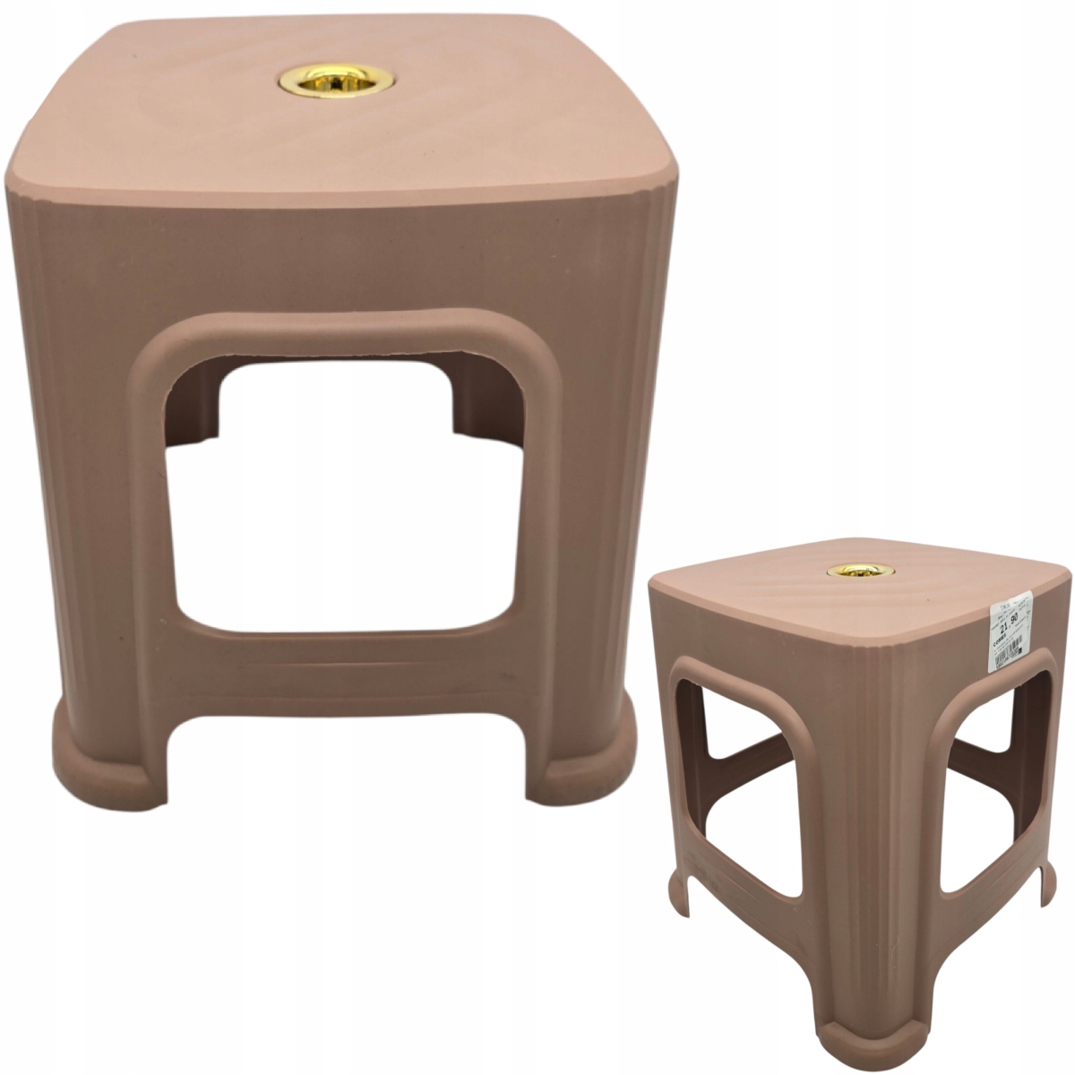 TABORET STOŁEK DOMOWY KUCHENNY BEŻ BRĄZ SOLIDNY 30 x 30 CM