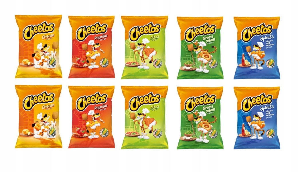 Levně Cheetos Kukuřičné Křupky Set MIX Chutí Sýr Pizza x10 Velké Balíčky