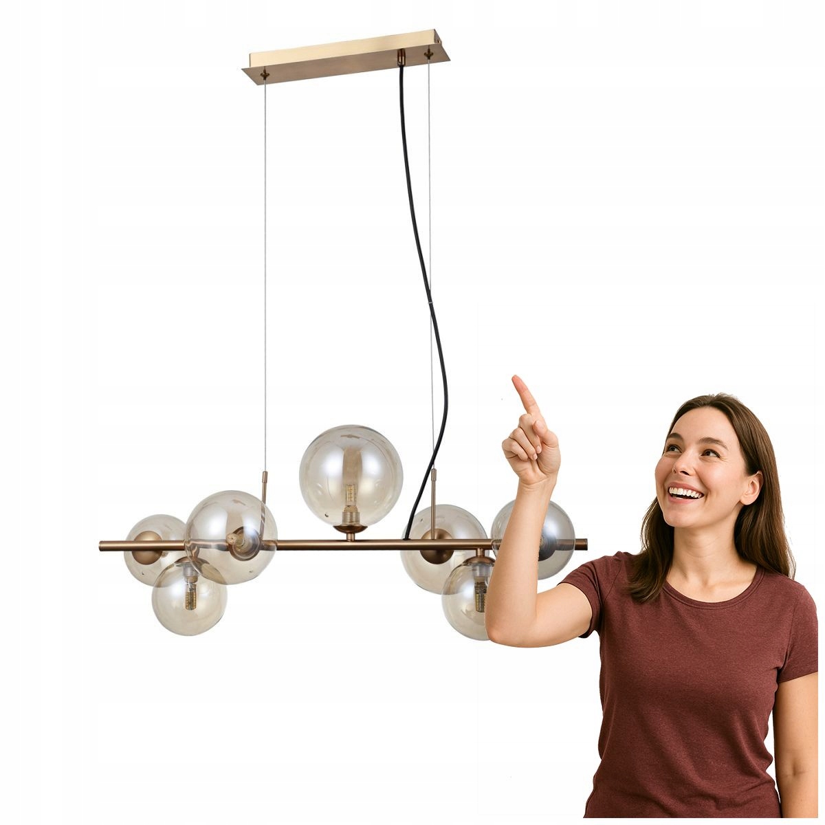 Moderná 7-ramenná závesná lampa Canello Farba Mosadz Italux