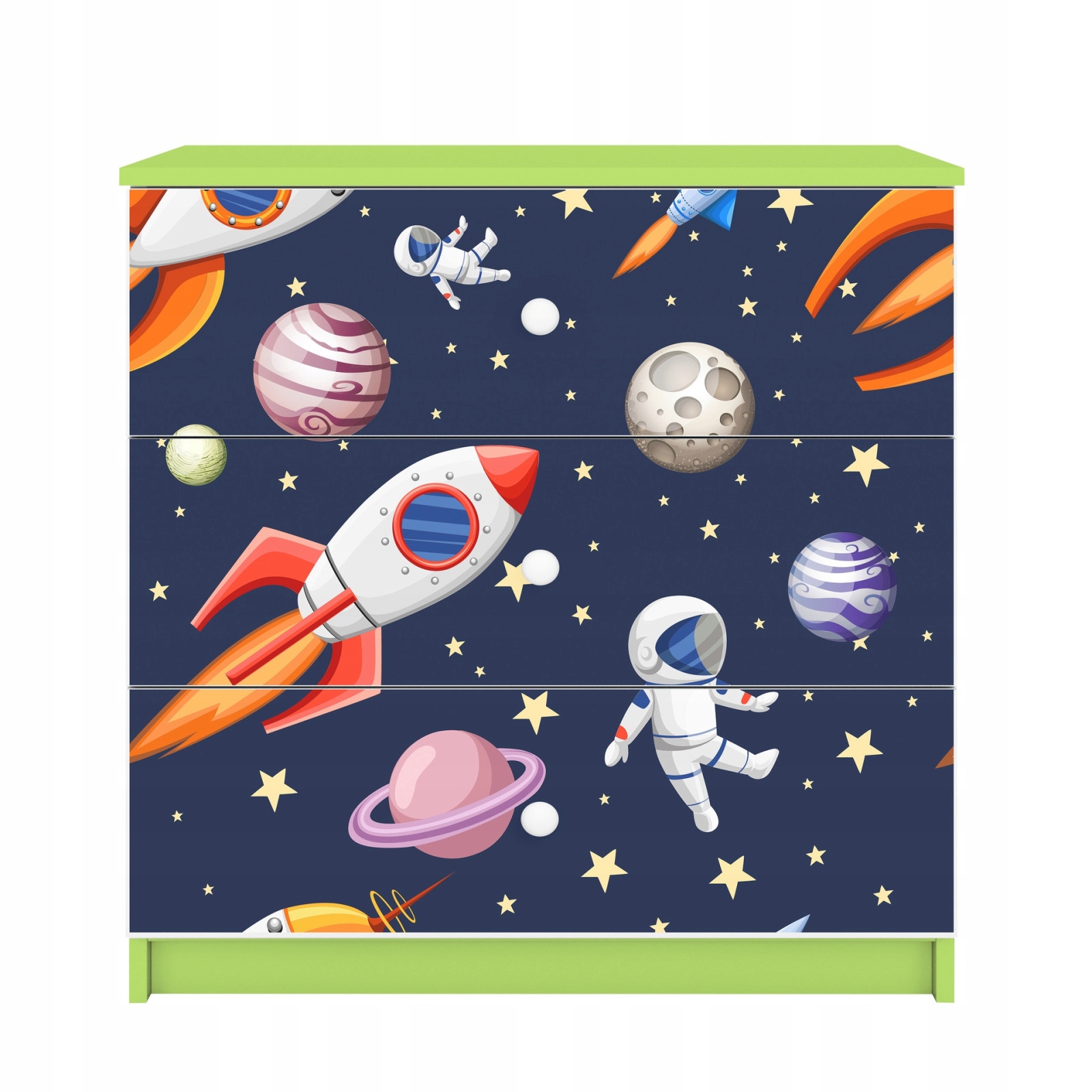 Komoda Babydreams zelená grafika Vesmír 80 cm