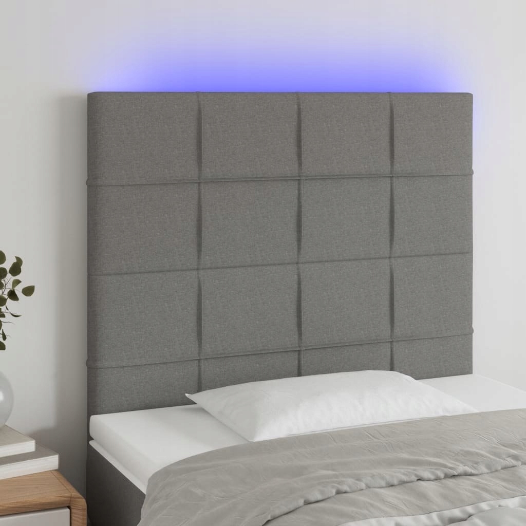 Opěrka hlavy k posteli s Led, tmavě šedá, 100x5x118/128 cm, látka