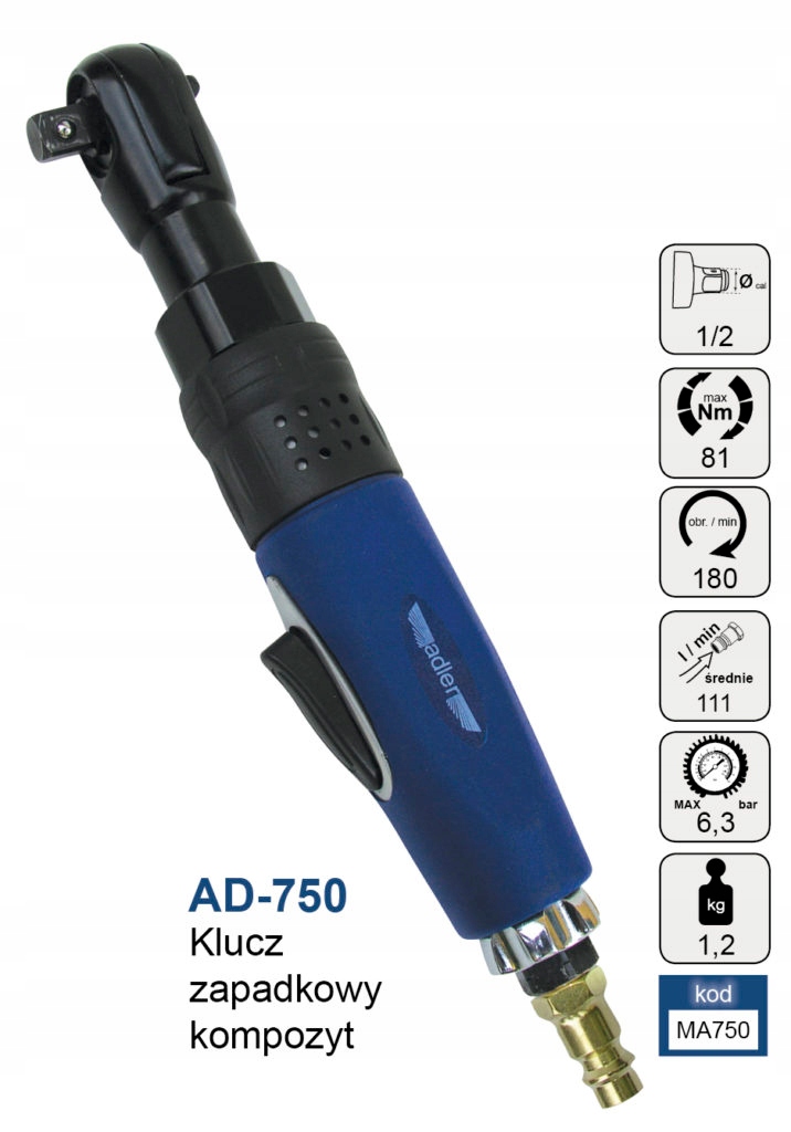 Klucz zapadkowy 1/2" kompozytowy AD-750 ADLER