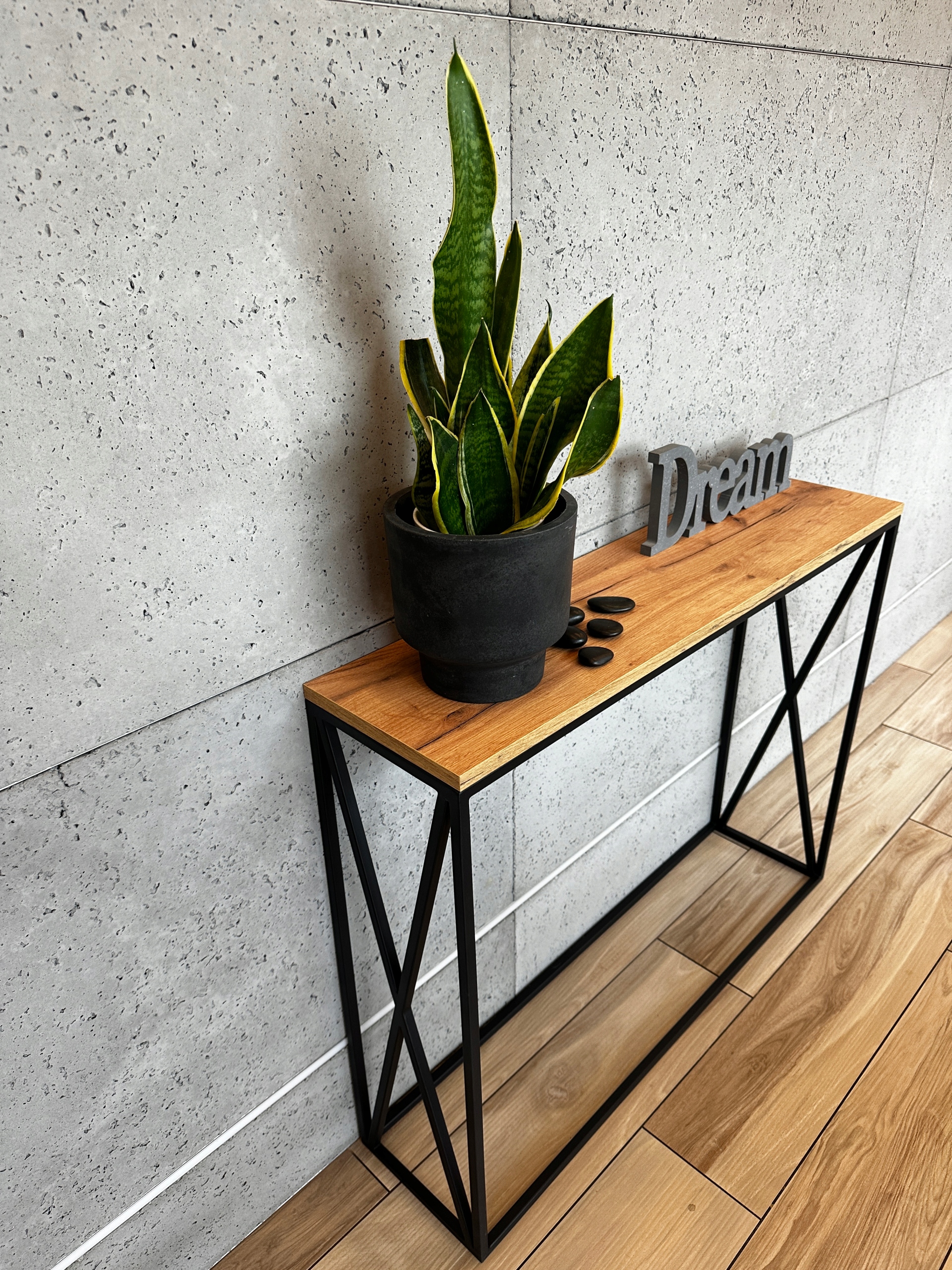 konsolka, toaletka INDUSTRIALNA 100X25X80 DĄB CRAFT ZŁOTY Wysokość mebla 80 cm