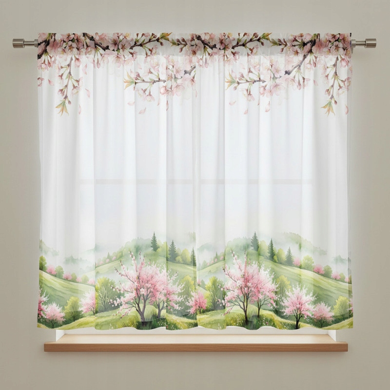 Záclona voál je hotová vytištěná na pásku Japanesa 300x150 cm