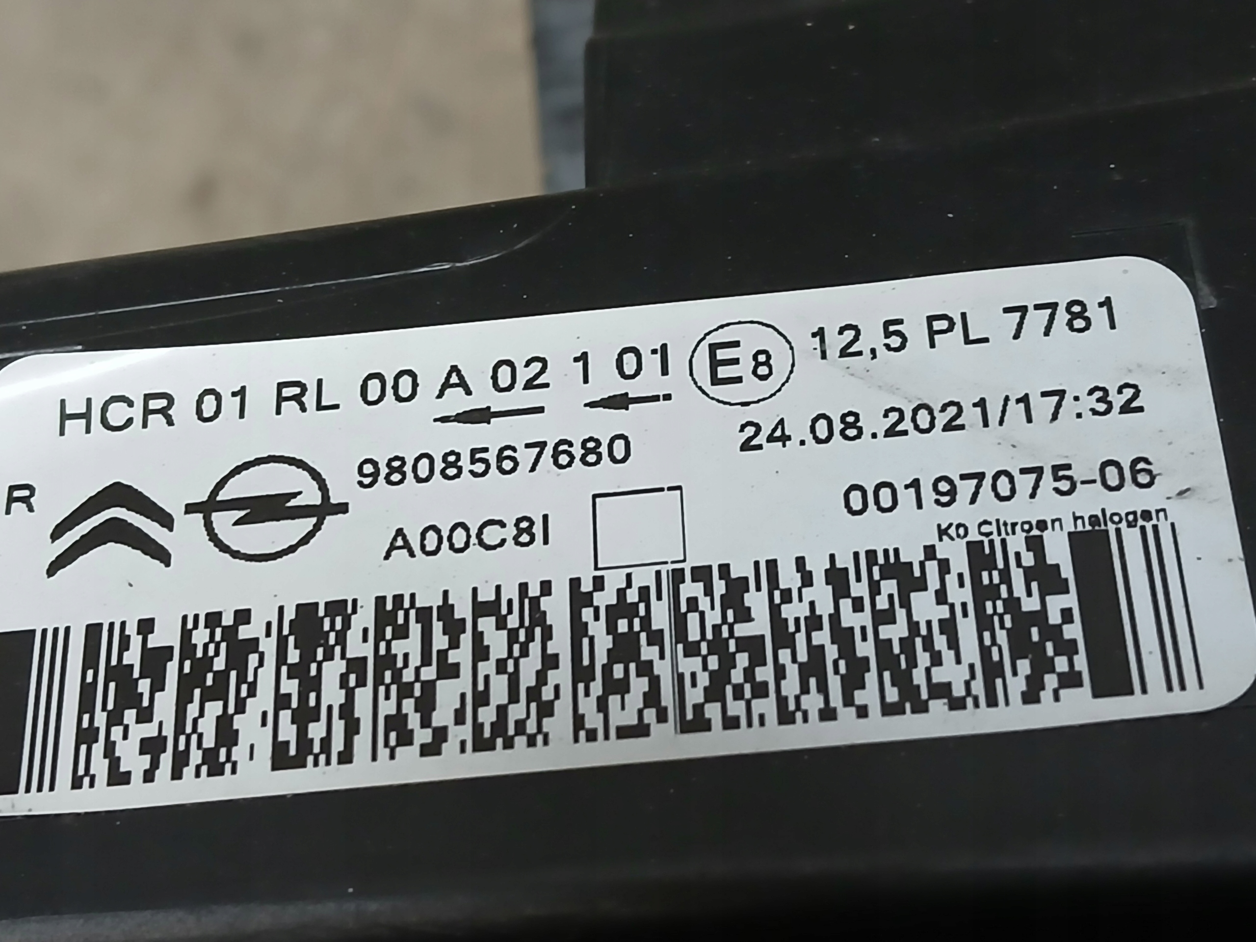 Licht Leuchte vorne rechts oder links VIVARO C CITROEN SPACE TOURER 9808567680