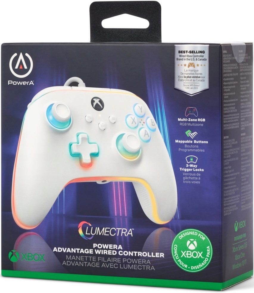 PowerA Pad przewodowy Advantage Lumectra biały do Microsoft Xbox Series Xs