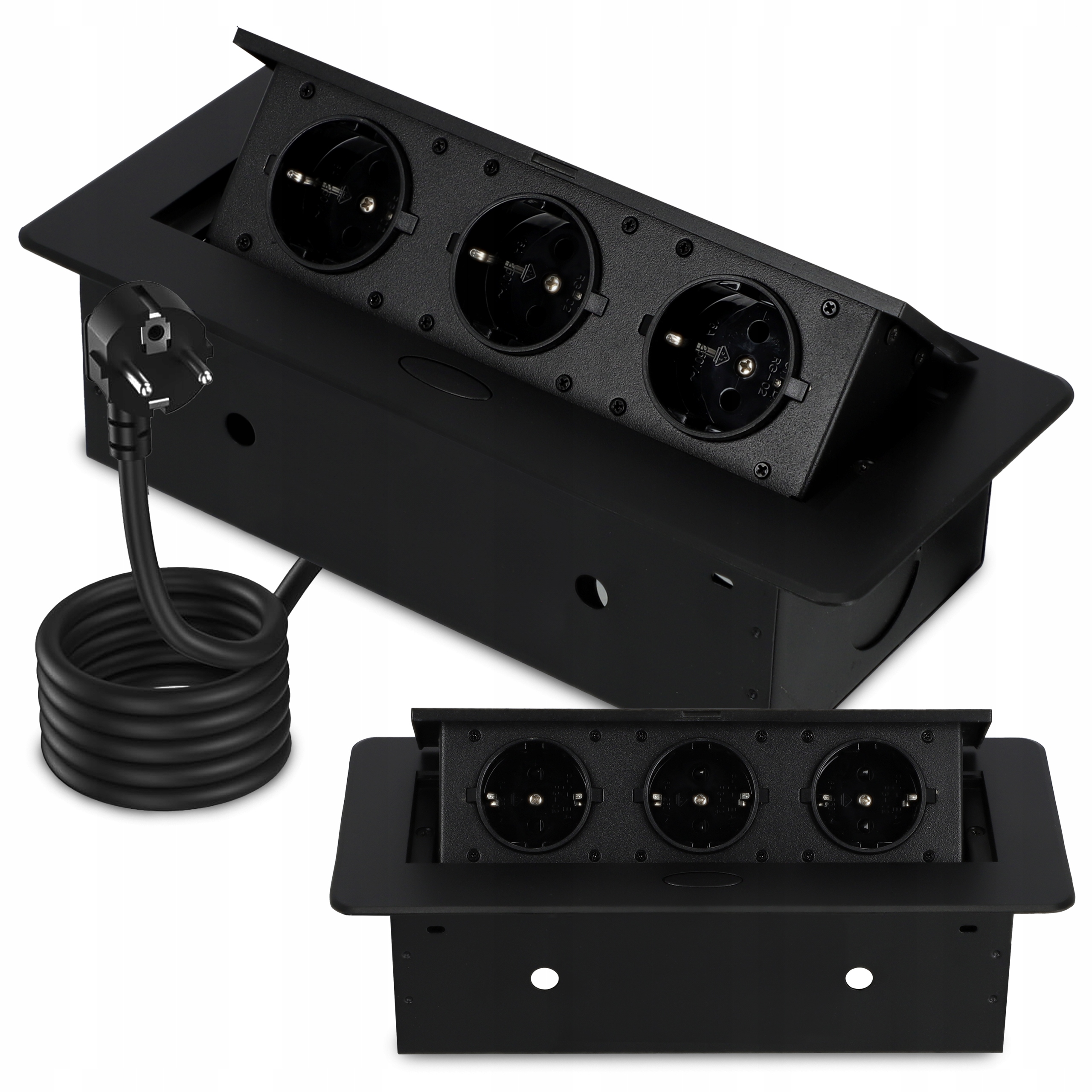 Zásuvka na desku Schovaná v kuchyňské desce Trojitá zapuštěná 3x 230V Kancelář