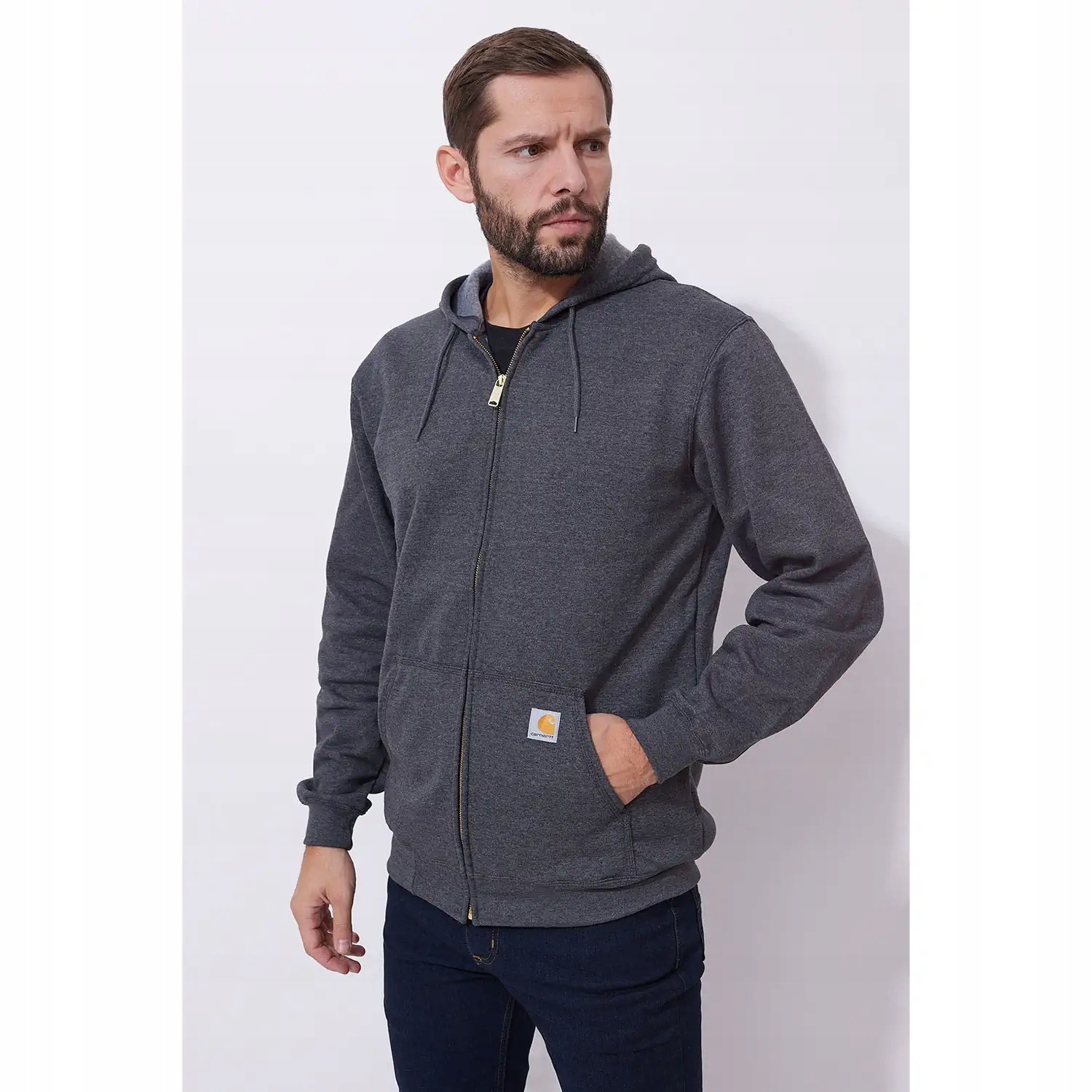 Rozepínací mikina s kapucí Carhartt Hooded Sweatshirt M carbon heather