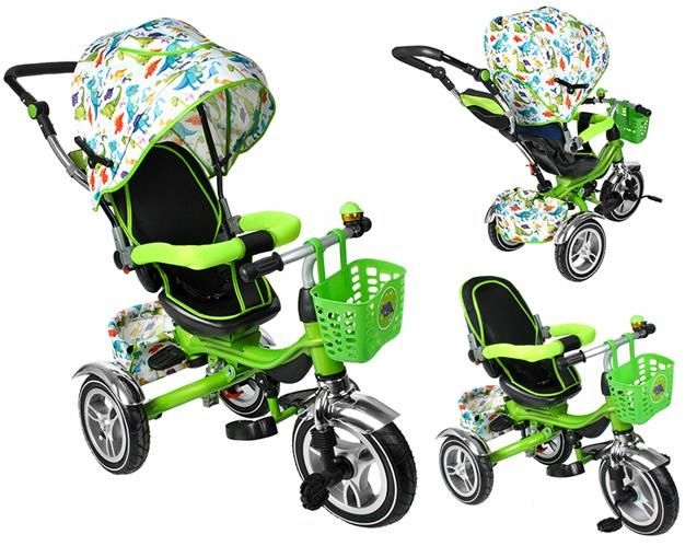 Rowerek trzykołowy Kruzzel 2W1 Zielony Obrotowe Siedzisko Dla Dzieci