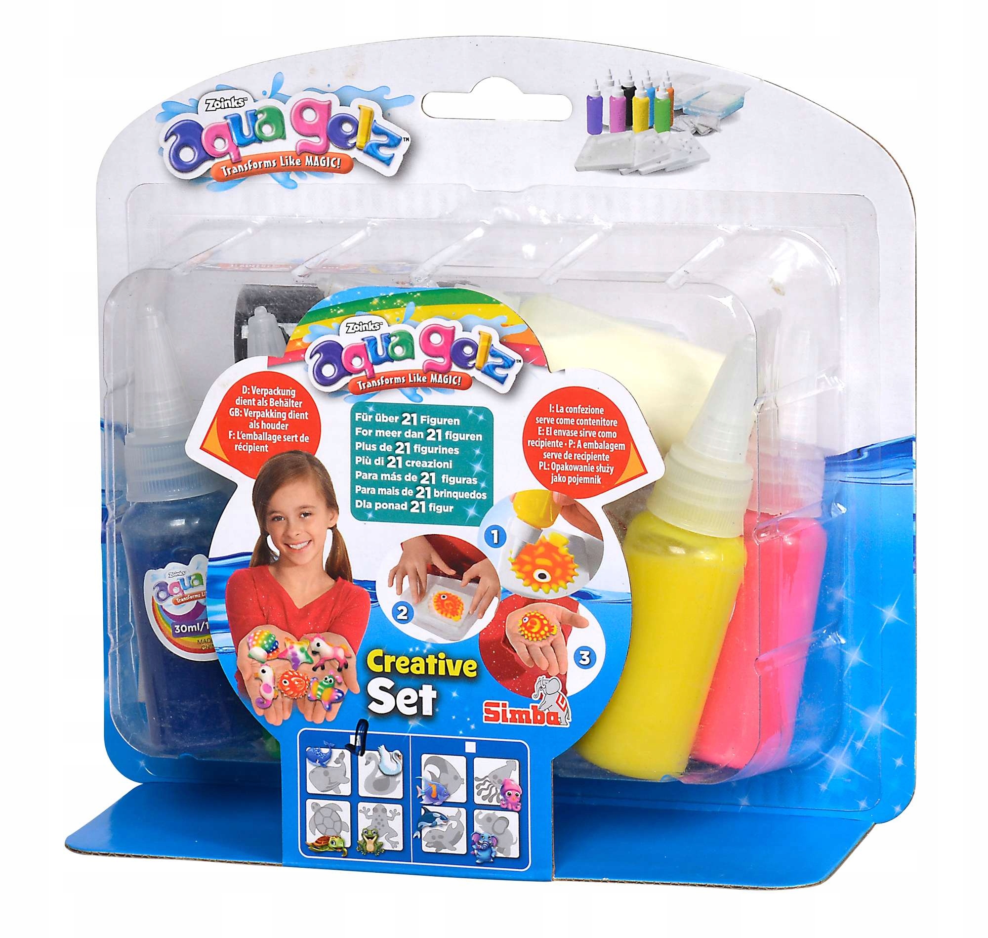 AQUA GELZ ZESTAW KREATYWNY 7 KOLORÓW ŻELI ZWIERZĄTKA STWORZENIA MORSKIE AKC Materiał karton plastik inny