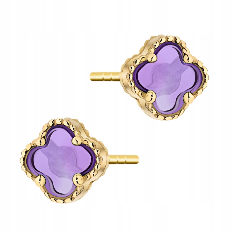 Ženské Zlaté Čtyřlístek 585 Náušnice , Perleť 14K