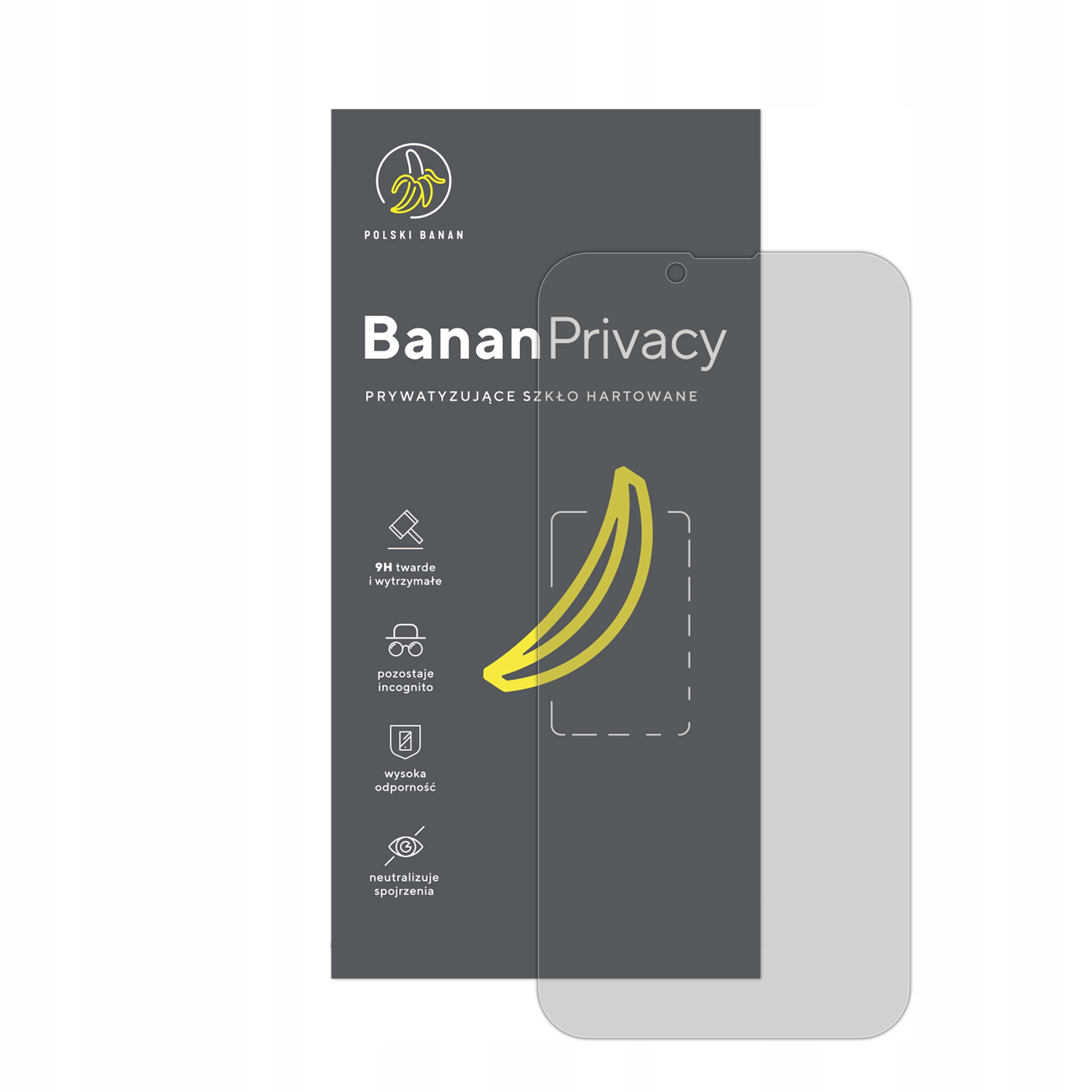 Szkło hartowane prywatyzujące 9H BananPrivacy do Apple iPhone 13 Pro Max Pasuje do modelu iPhone 13 Pro Max