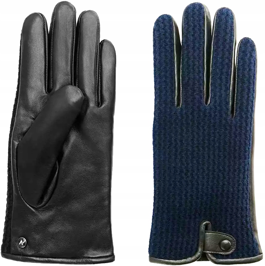 Napo Gloves Wool Pánské černo-granátové rukavice z vlny/kůže vel. S