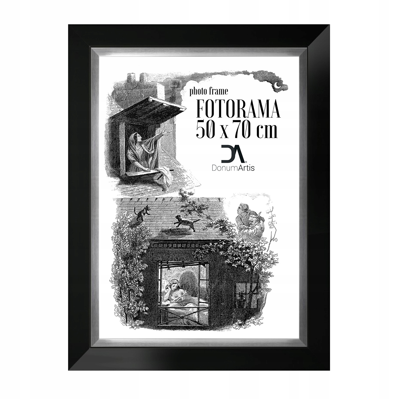 Fotorám Venice 50x70 černý stříbrnou lištou