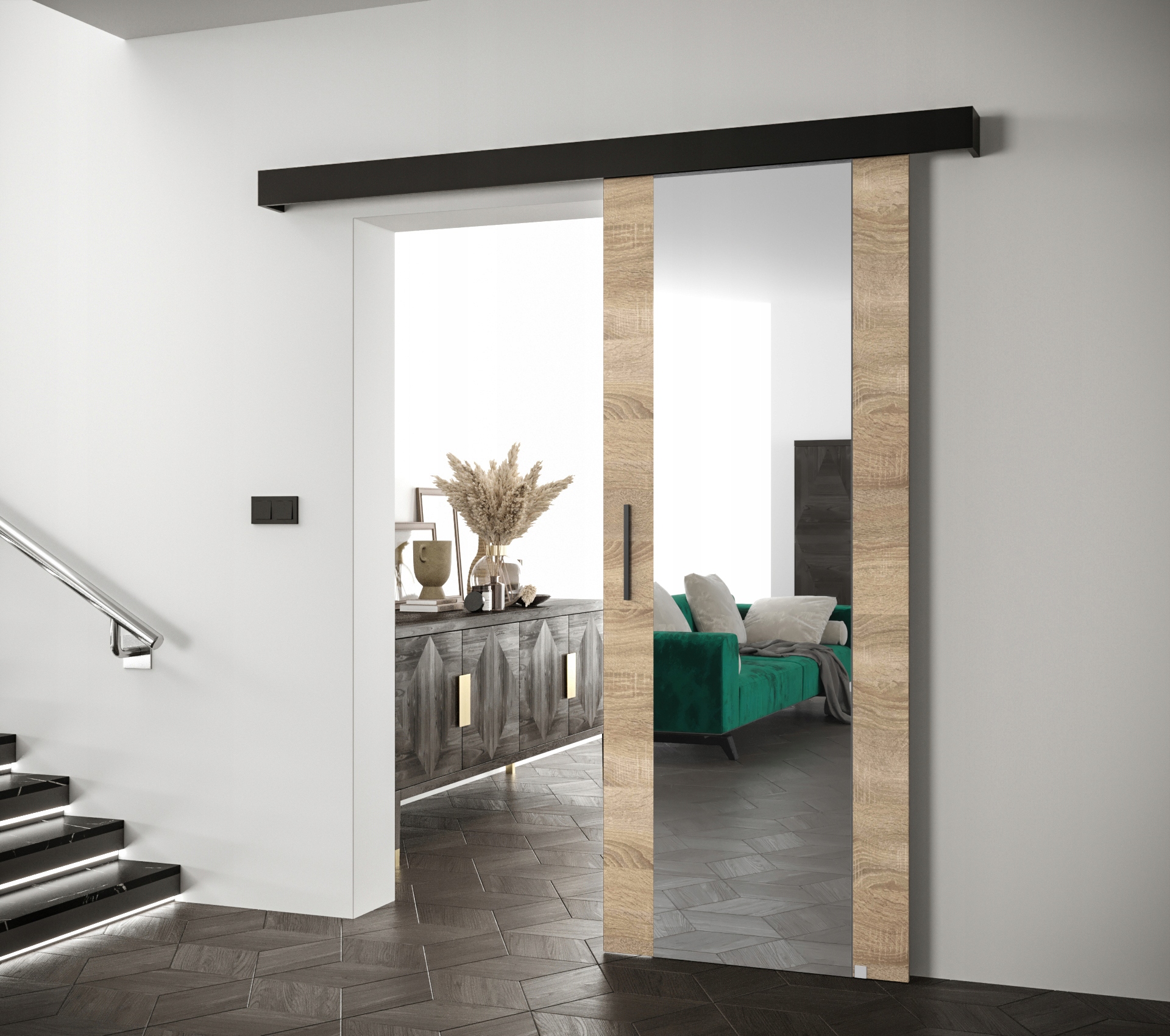 SALWADOR 90 wzór nr 2 DRZWI PRZESUWNE z lustrem Typ Pełne