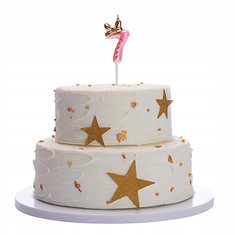 Świeczki Cyferki Na Tort Różowe z Kokardką-Numer 7 Okazje urodziny