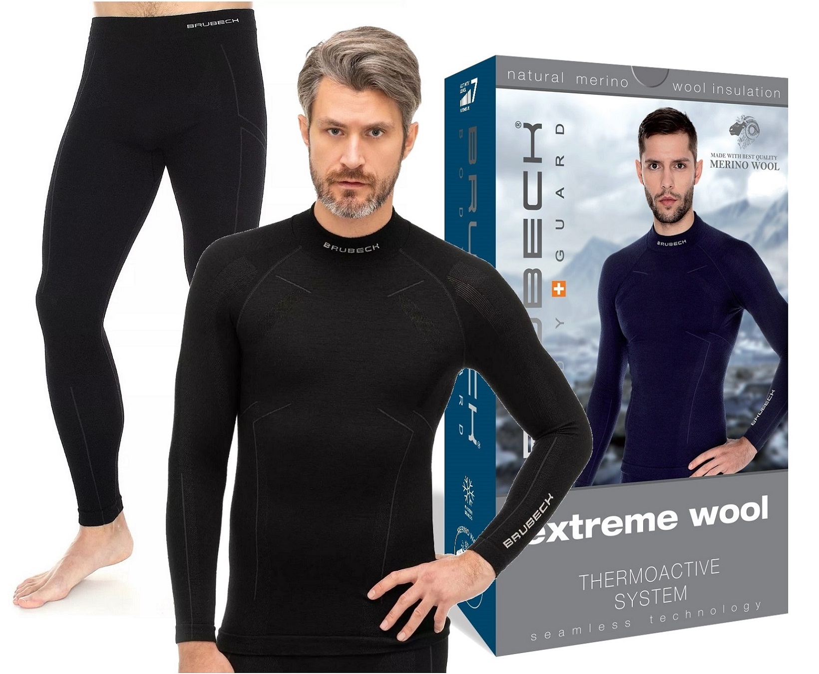 Bielizna termiczna odzież z wełny Narciarska męska Brubeck Merino Men 2XL