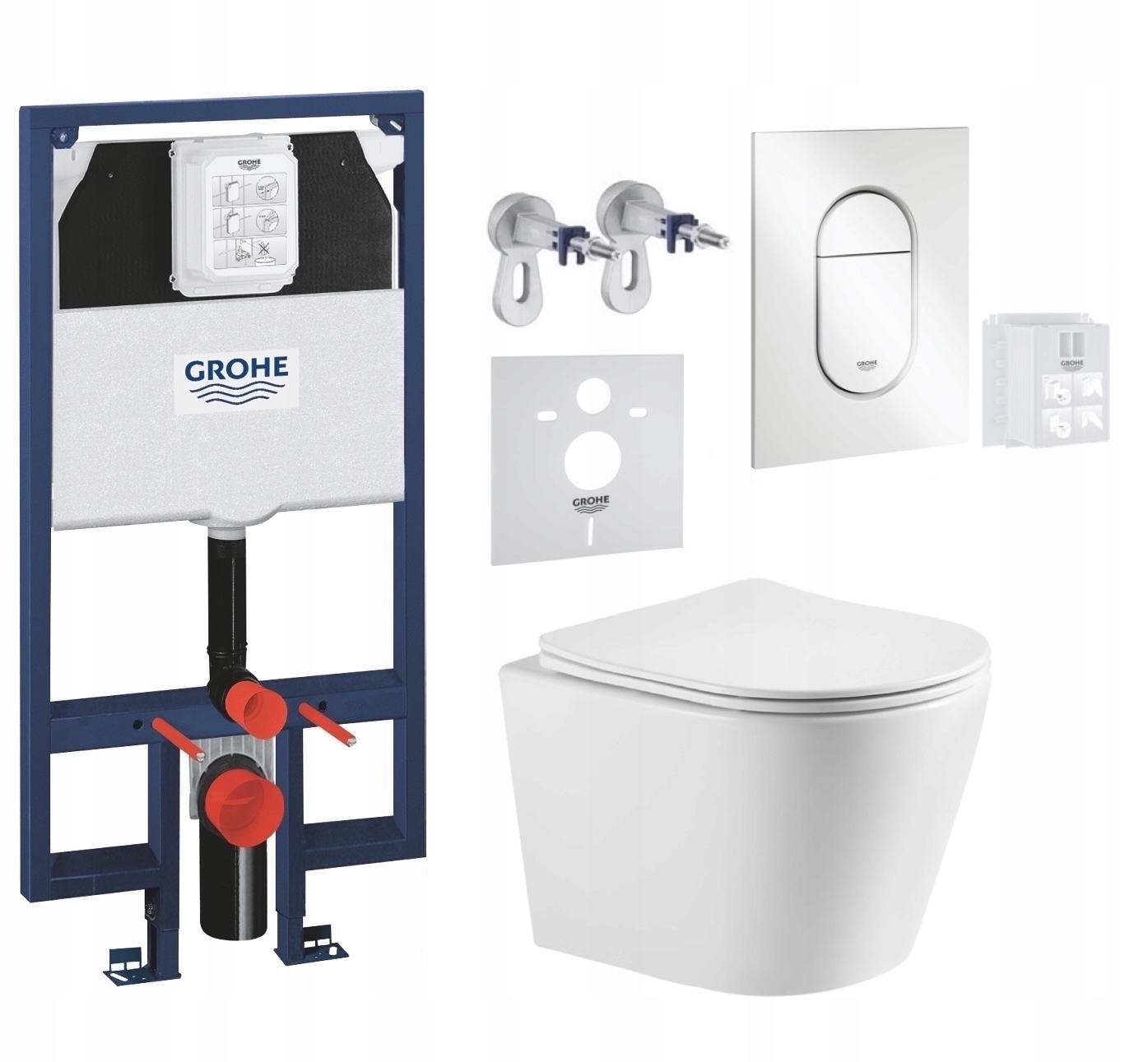7v1 Wc Sada, Stelaz Grohe Slim Wc Miska Imprese Tornado, Tlačidlo