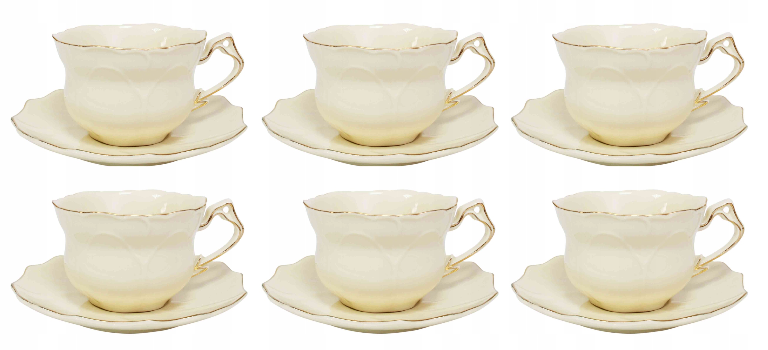 Porcelánové šálky na kávu a čaj 6+6 220 ml Batica sada káva čaj