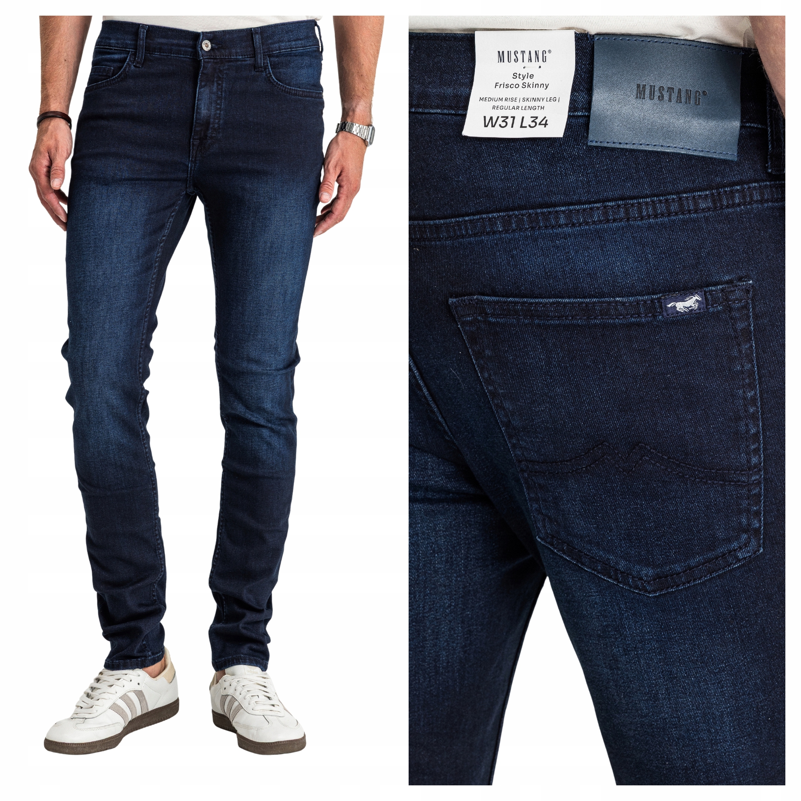 Mustang Frisco Skinny Fit Pánské Džínové kalhoty Přiléhavé Trubky W33 L32
