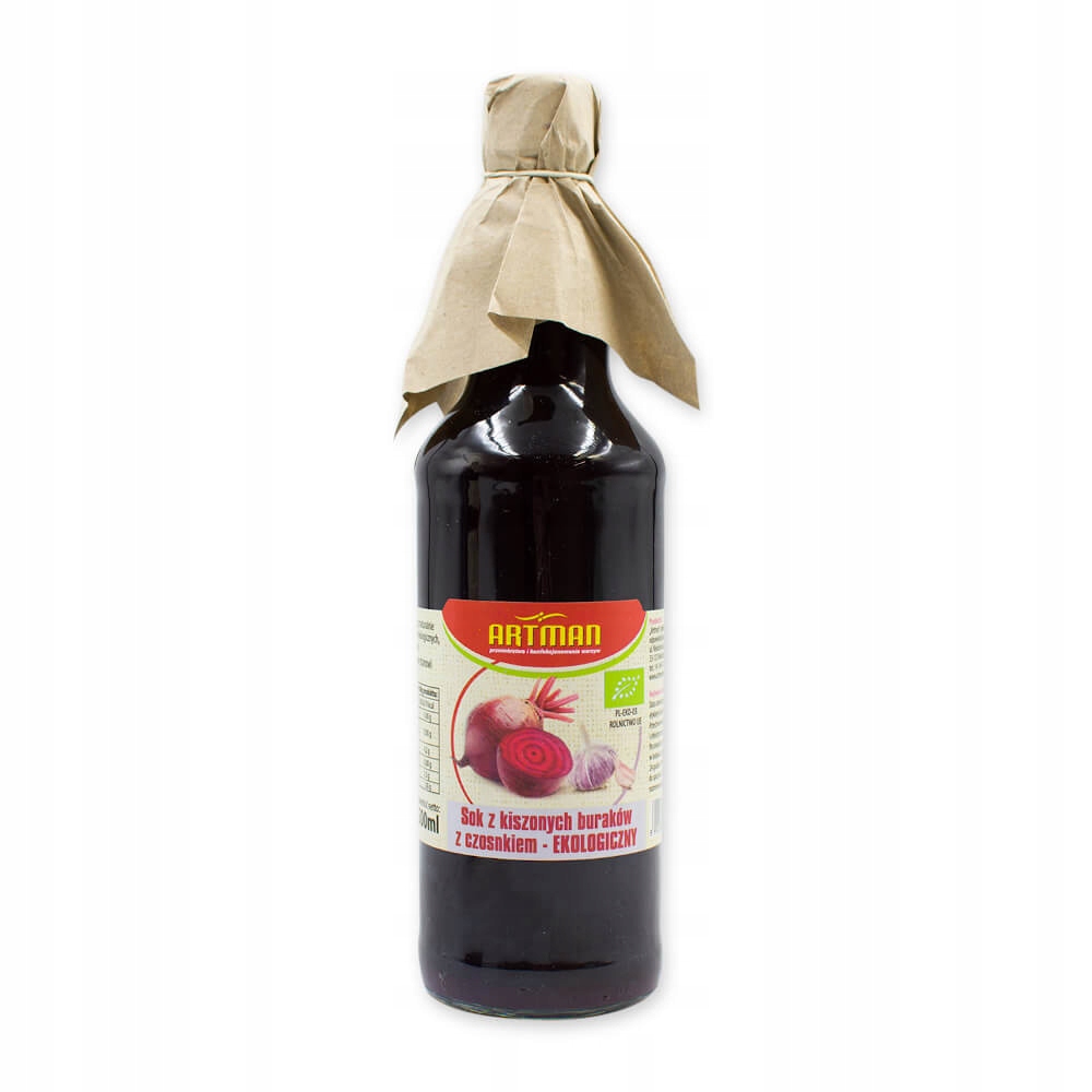 Ekologiczny Sok z buraków kiszonych z czosnkiem Butelka Szklana 500 ml 0,5L