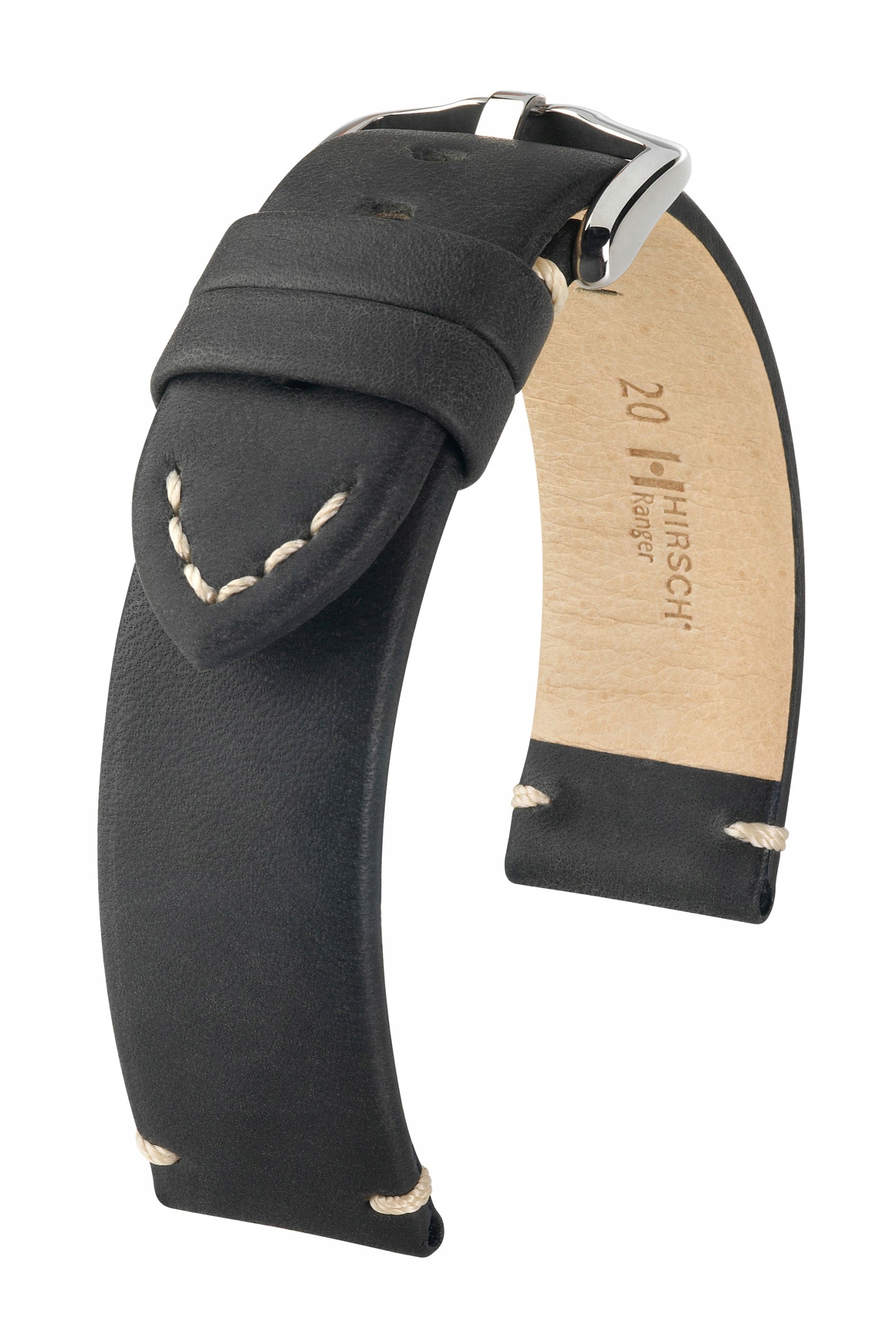 Kožený Řemínek Na Hodinky Hirsch Ranger Černý 20