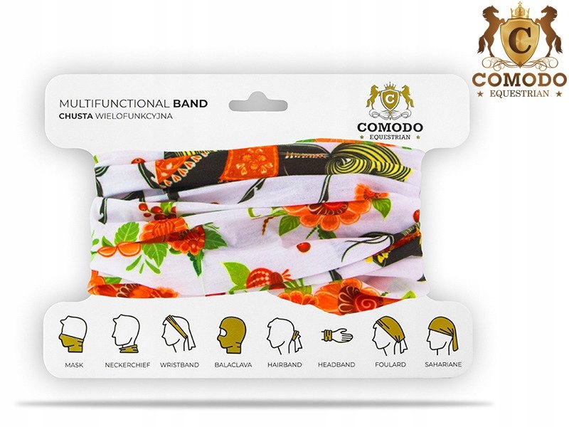 Chusta wielofunkcyjna do jazdy konnej - nadruk koń Marka Comodo
