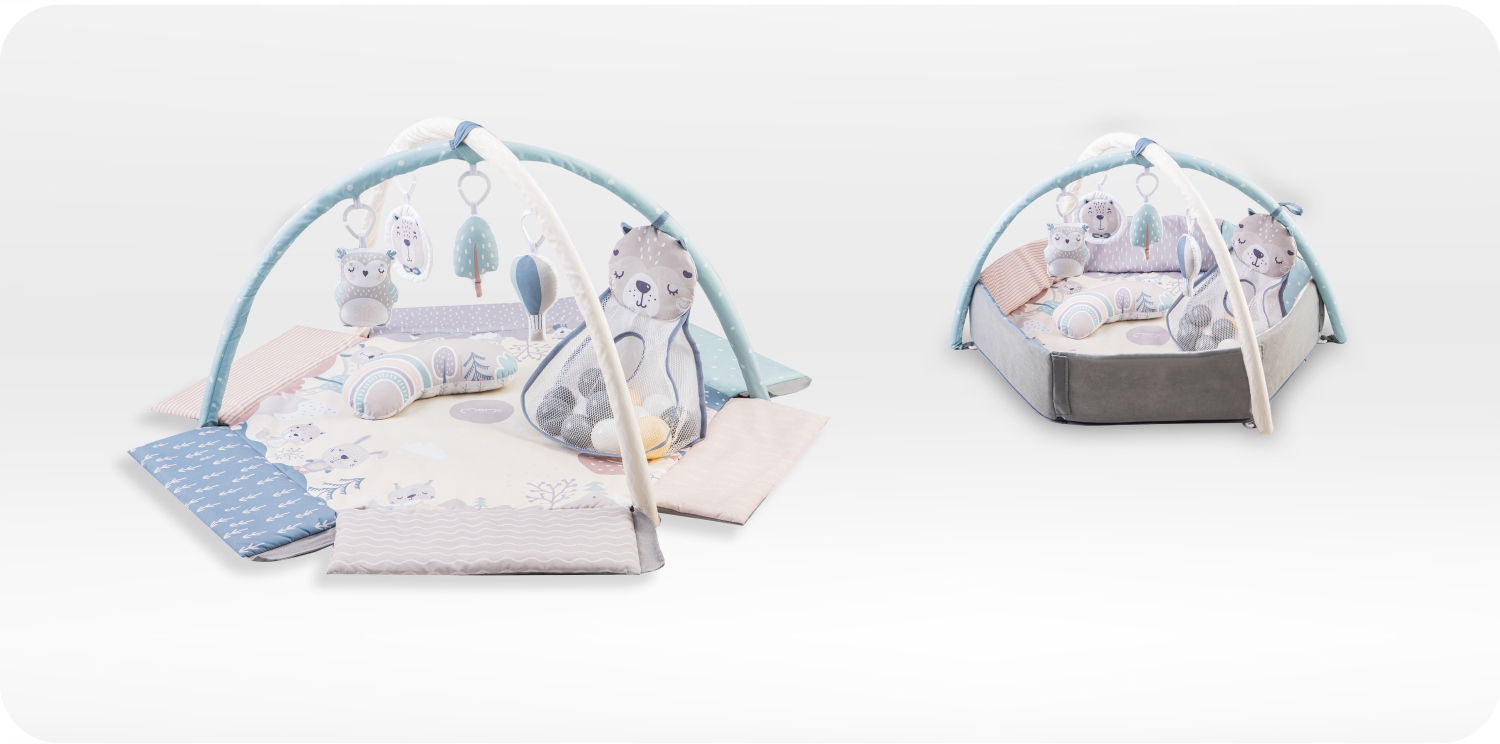 MOKOMASIS KILIMĖLIS KŪDIKIAMS 2in1 - MoMi PASTEL - JUTIMINIAI ŽAISLAI BASEINUI, prekės ženklas MoMi