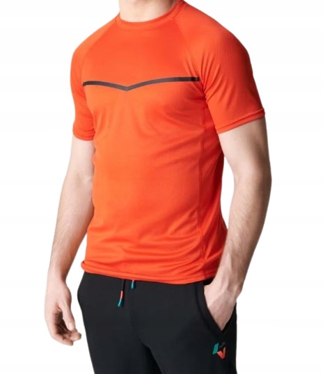 Koszulka Pomarańczowa Sportowa Krótki Rękaw Klasyczna Prosta T-shirt XL