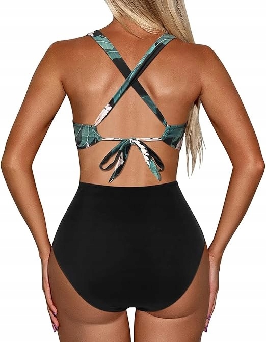 Jednoczęściowy strój kąpielowy wycięcia CZARNY XL (S163) Kod producenta S163