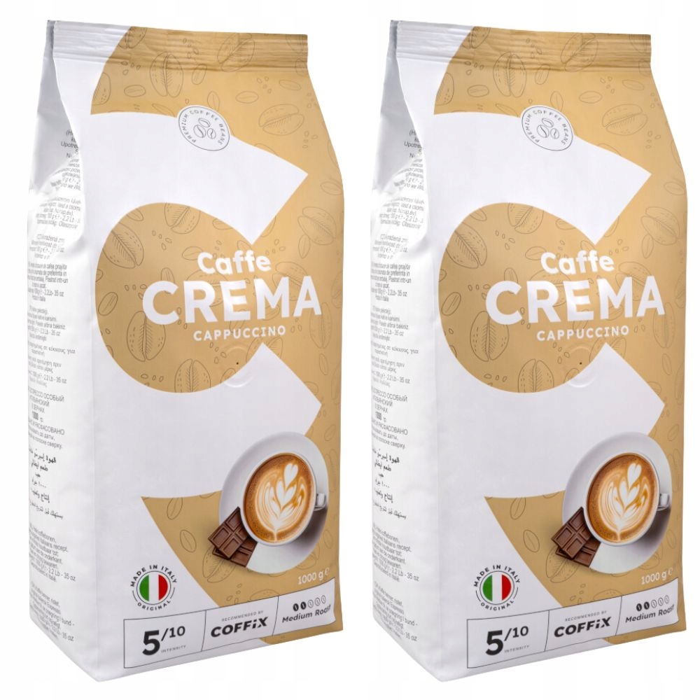 Levně Italská káva káva Caffe Crema Cappuccino smíšená arabica robusta 2x1kg