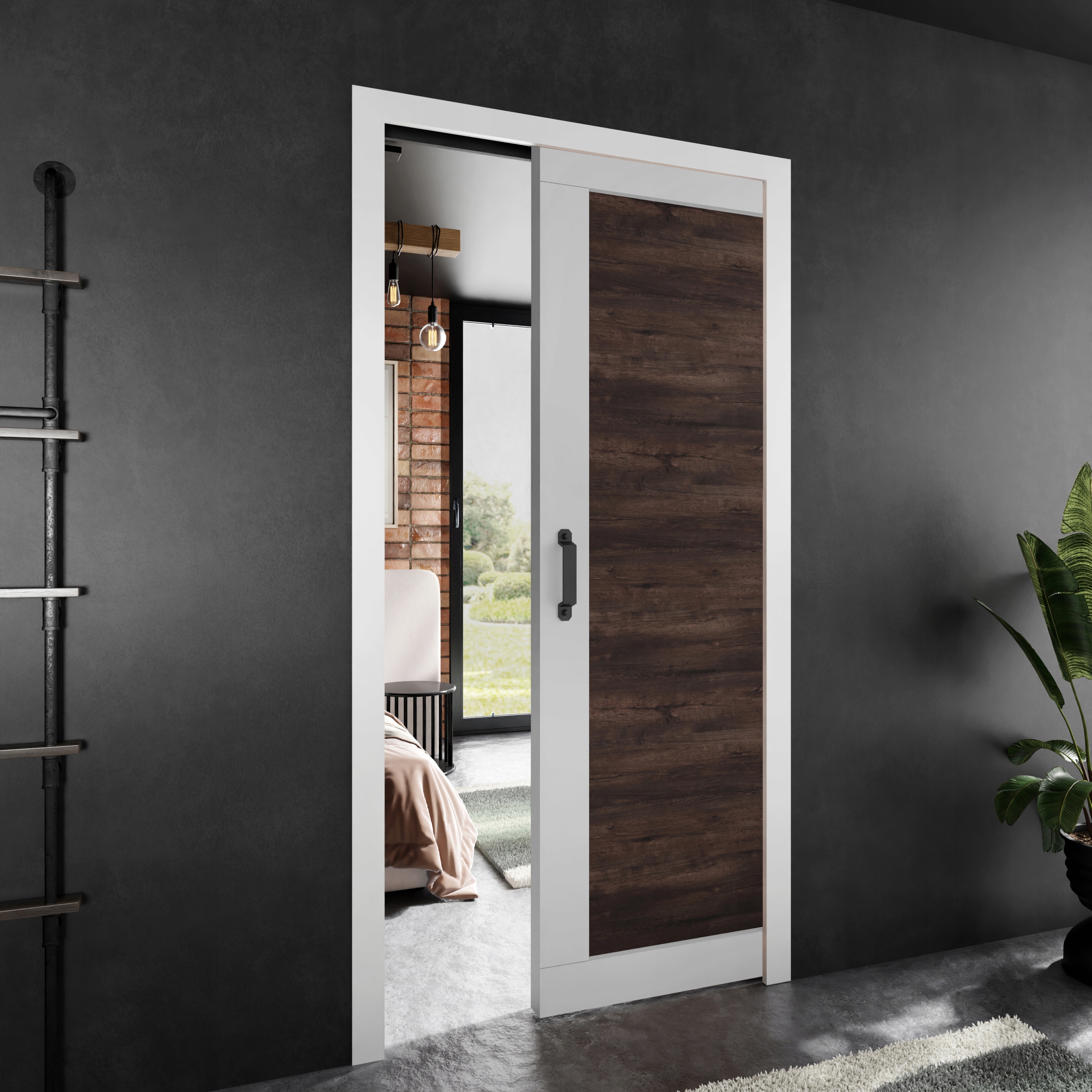 Posuvné dveře Stark Paladio 1 bílá jasan tmavý 90 kazeta dveří