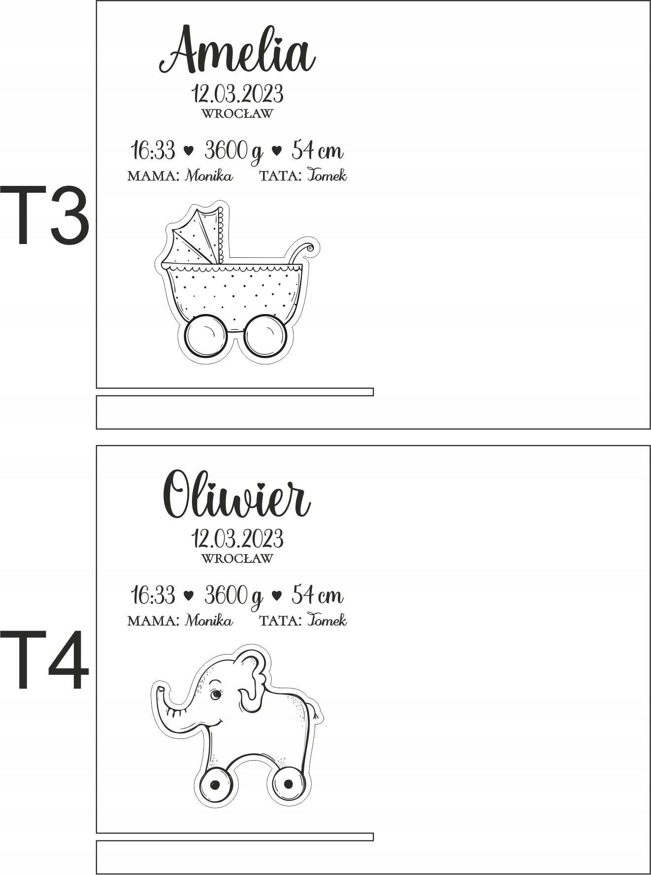 Prezent na roczek Chrzest metryczka ramka Wysokość produktu 17 cm