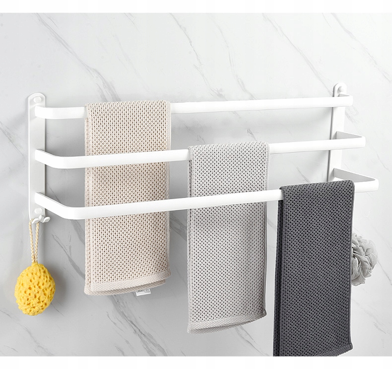 Věšák na ručník Bílý Koupelna 50CM 3 ramena