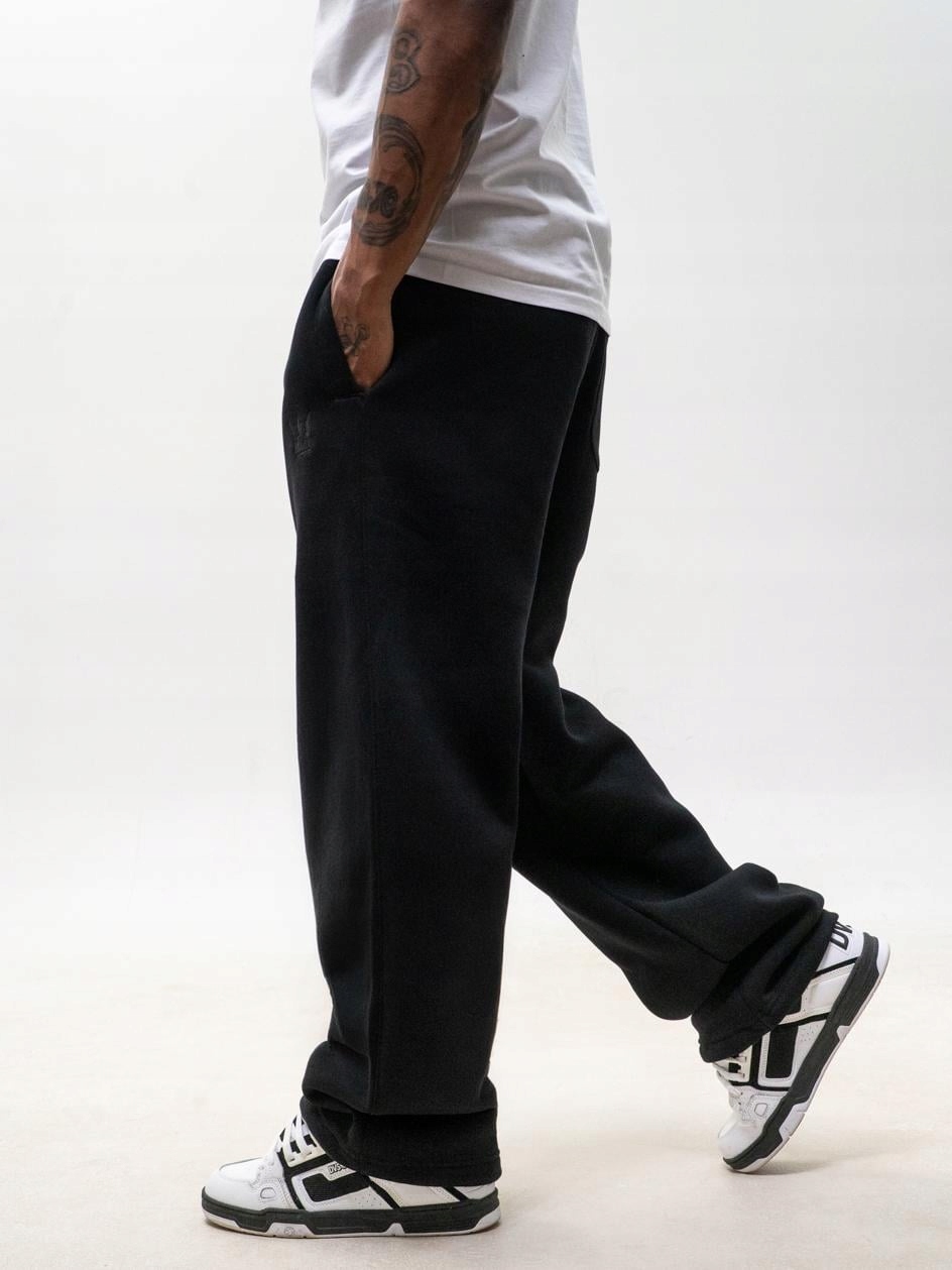Široké pánské teplákové kalhoty Baggy Černé Jigga Wear Výšivka Korona XXL