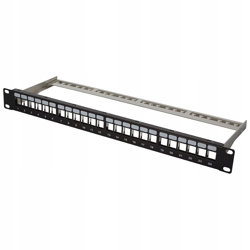 

Patchpanel 1U 19 24xRJ45 pusty z półką czarny