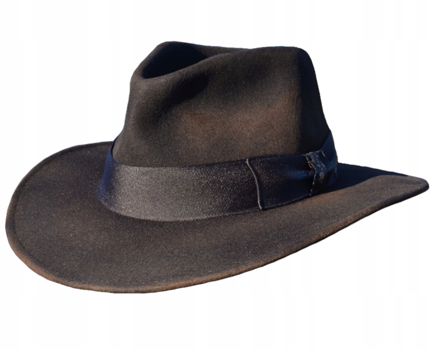 Pánský vlněný klobouk Old Indiana Jones Tmavě hnědý spálený Witleather