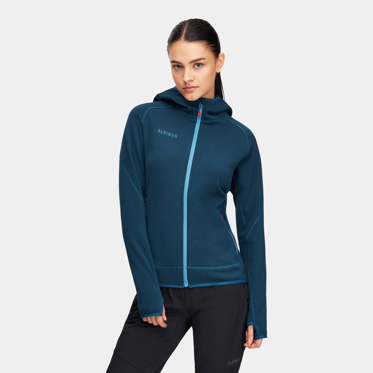Bluza polarowa damska Alpinus Oeta elastyczna, kaptur komin, na kciuk L