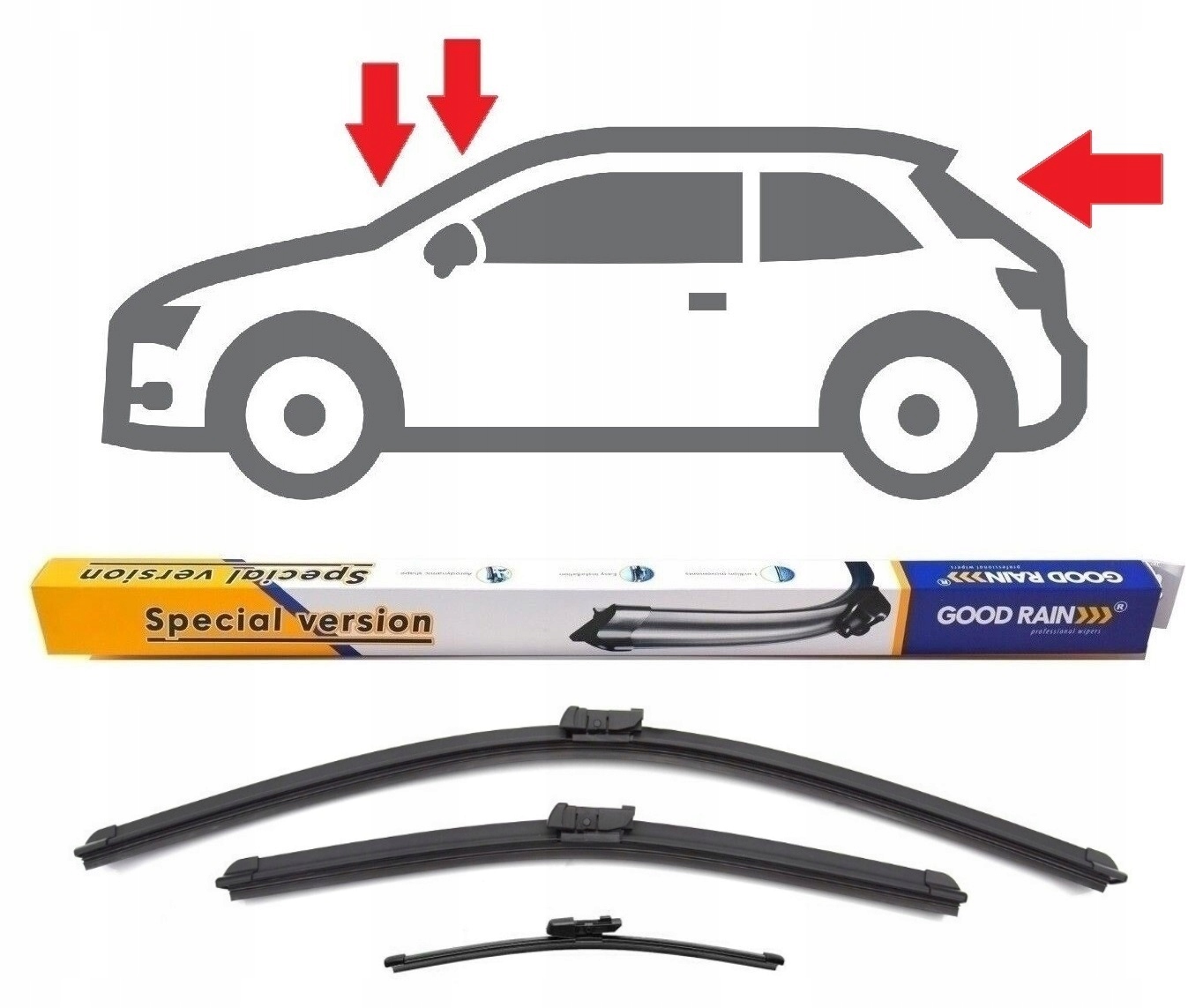 Wycieraczki Good Rain Płaskie Vw Golf VI Hatchback Od 2008- Przód Tył Kpl