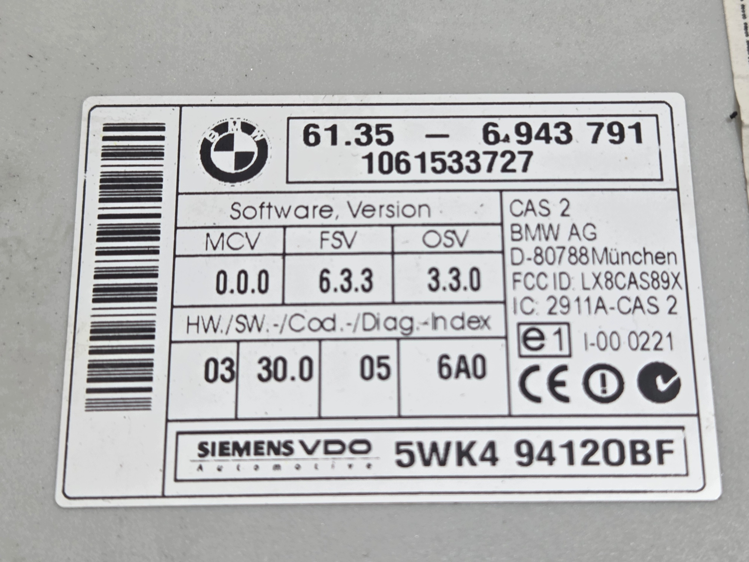 modul řídící jednotka CAS BMW 5 E60 E61 6943791 (0001253)
