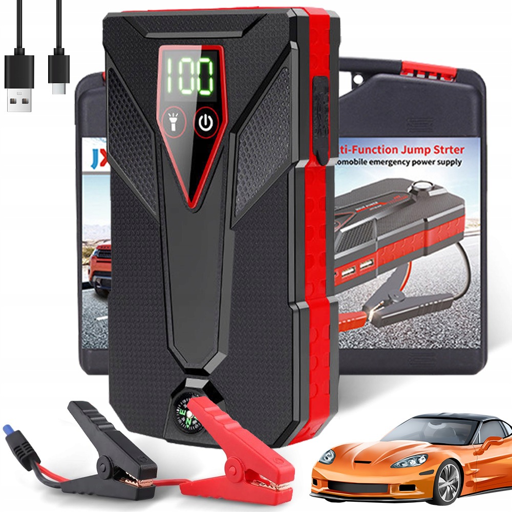 Jump Starter – startovací zdroj, booster a powerbanka, včetně nabíjecího kabelu, kapacita 99 800 mAh