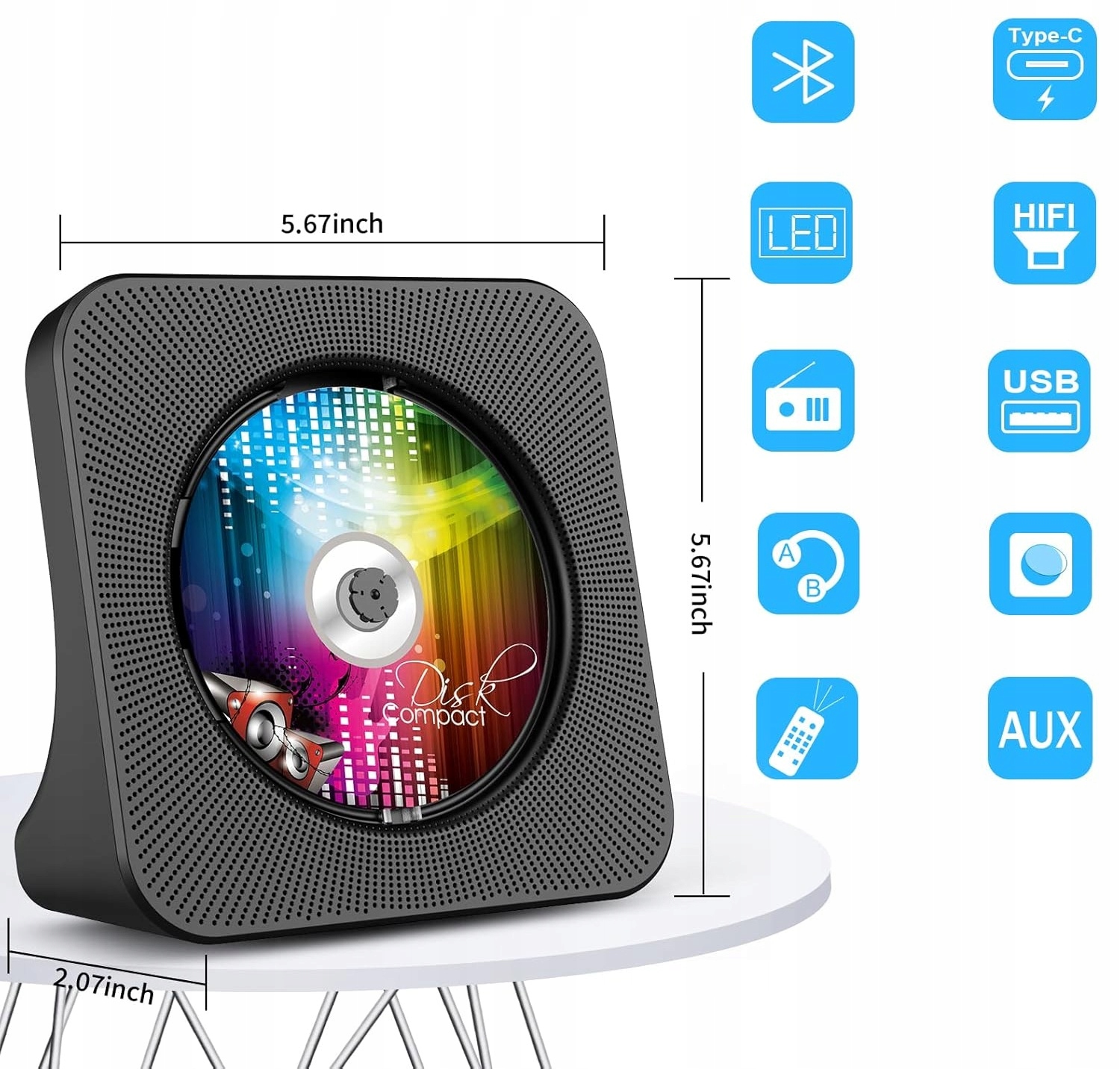 Prehrávač CD Gueray KC-806 Bluetooth Stolný Čierny