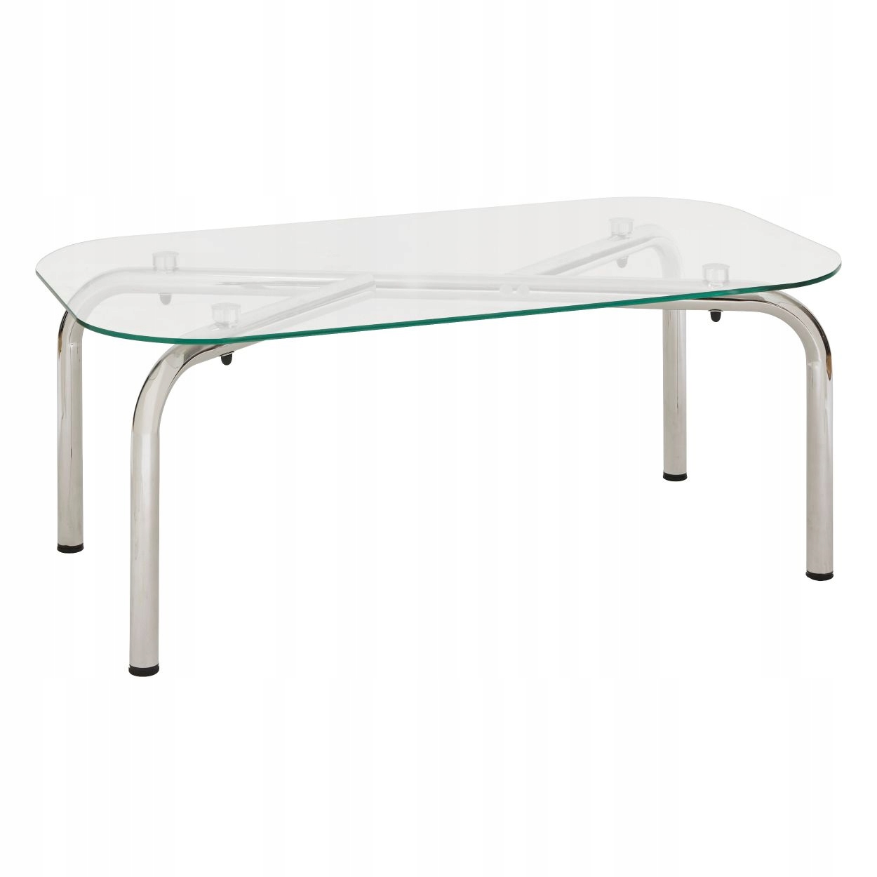 Moderní Stříbrný Konferenční Stolek 100 X 60 CM Se Skleněnou Deskou, Retro Styl