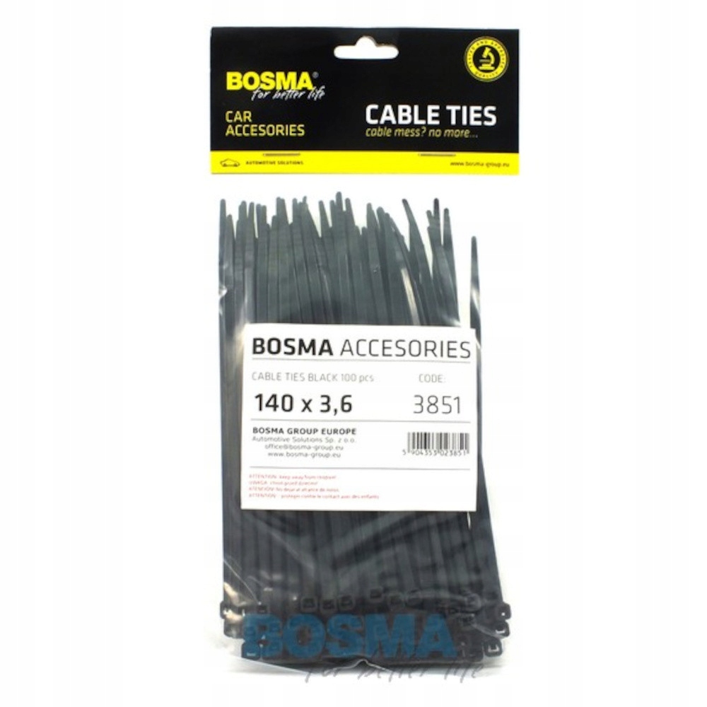 

Opaski Kablowe Czarna Bosma (100 szt) 3,6x140mm