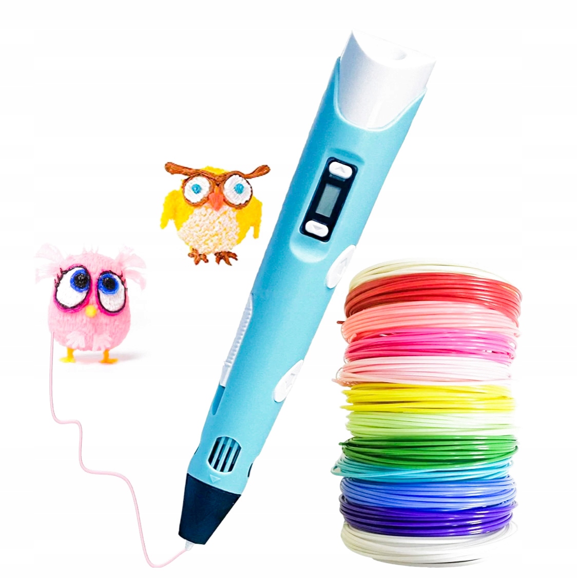 DŁUGOPIS 3D PEN 2 dla dzieci NIEBIESKI + WKŁADY KOLOROWE 50 M